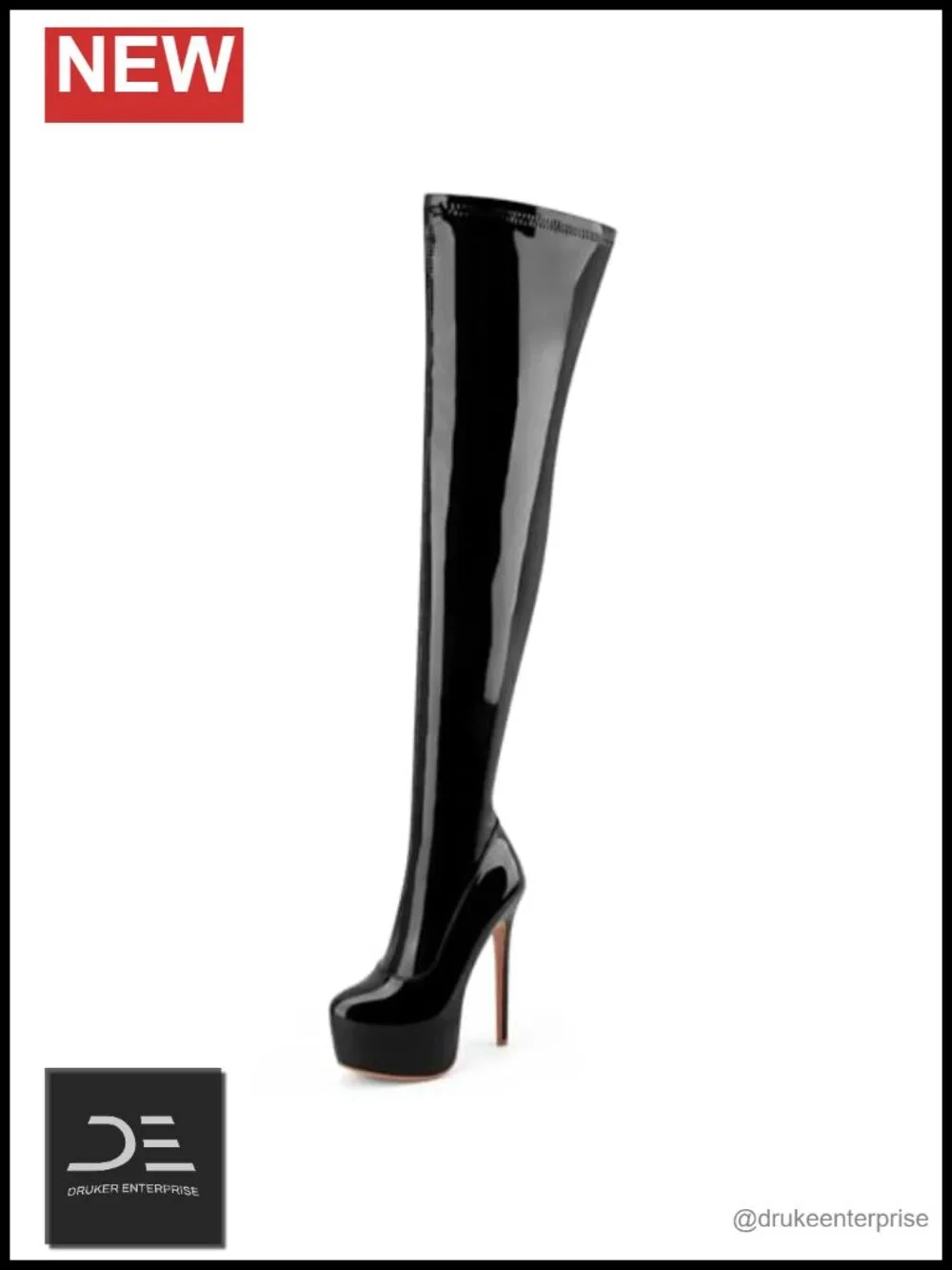 Women's Thigh High Stiletto Boots Patent Leather Over The Knee Platform
